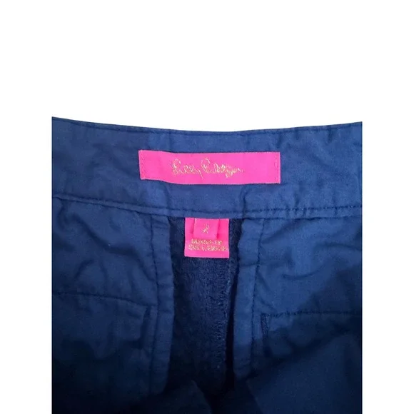 Lilly Pulitzer Buttercup Scallop Hem Shorts Size 2 Navy Preppy Coastal Summer - Picture 3 of 3